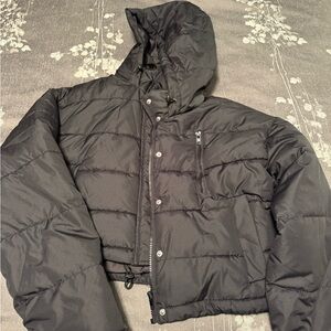 PacSun La Hearts Black Cropped Bomber Jacket Size XS/S